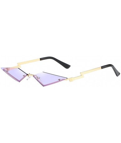 Cat Eye Women Irregular Diamond Shape Sunglasses Small Cat Eye Flat Lens Mirrored Glasses - Purple - CH196ANKQ0T $18.46