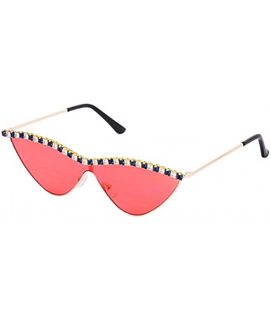 Oversized Women's Fashion Sunglasses Cat-Eye Glasses with Rhinestone - Red Cool - CZ197Q890M5 $38.78