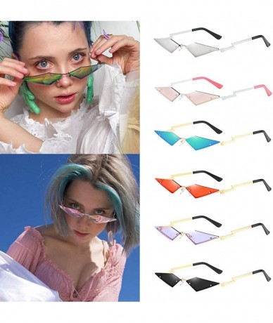 Cat Eye Women Irregular Diamond Shape Sunglasses Small Cat Eye Flat Lens Mirrored Glasses - Purple - CH196ANKQ0T $18.46