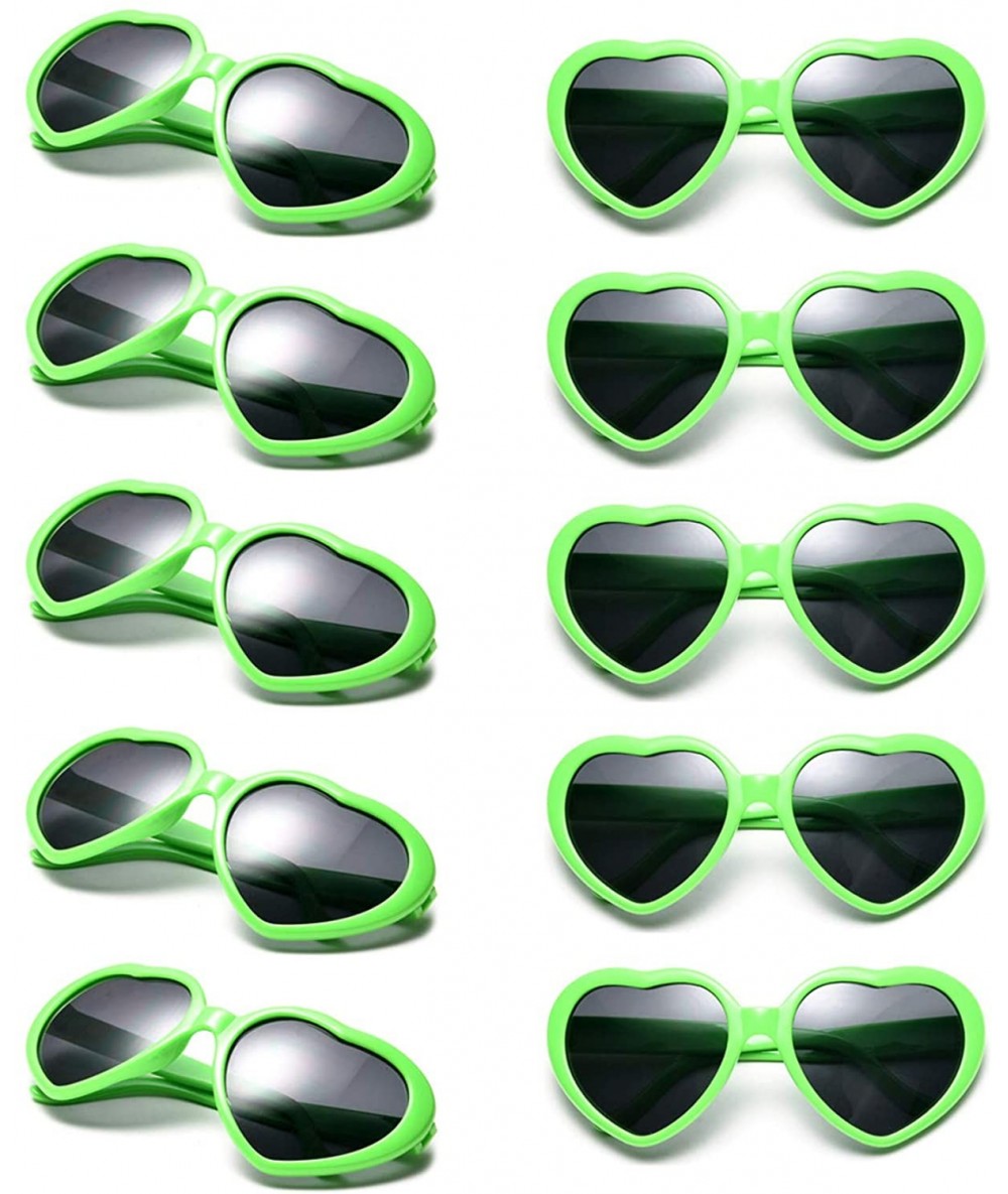 Oversized 10 Packs Neon Colors Wholesale Heart Sunglasses - Green - CI18CKYQUU5 $33.16