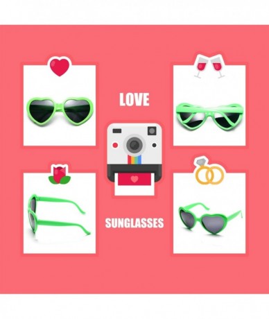 Oversized 10 Packs Neon Colors Wholesale Heart Sunglasses - Green - CI18CKYQUU5 $33.16