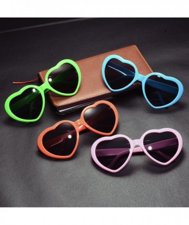 Oversized 10 Packs Neon Colors Wholesale Heart Sunglasses - Green - CI18CKYQUU5 $33.16