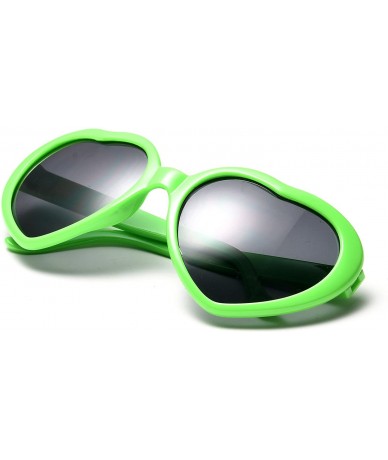 Oversized 10 Packs Neon Colors Wholesale Heart Sunglasses - Green - CI18CKYQUU5 $33.16