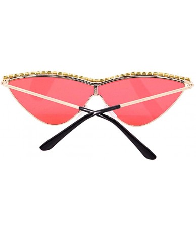 Oversized Women's Fashion Sunglasses Cat-Eye Glasses with Rhinestone - Red Cool - CZ197Q890M5 $38.78