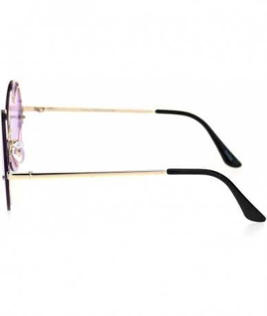 Rimless Glitter Heart Inner Frame Exposed Lens Hippie Circle Round Sunglasses - Gold Purple - CR18R8HMMIW $23.80