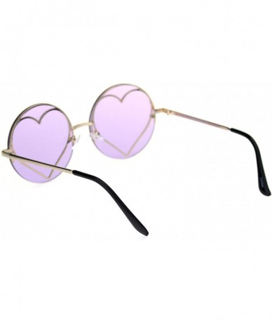 Rimless Glitter Heart Inner Frame Exposed Lens Hippie Circle Round Sunglasses - Gold Purple - CR18R8HMMIW $23.80