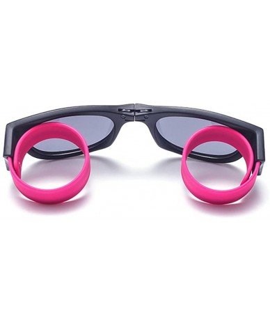 Oval Unisex Wrist Slapping Foldable Sunglasses Unique For The Active Lifestly Lens 52mm - Pink/Black - CP12LG0GHJH $20.71