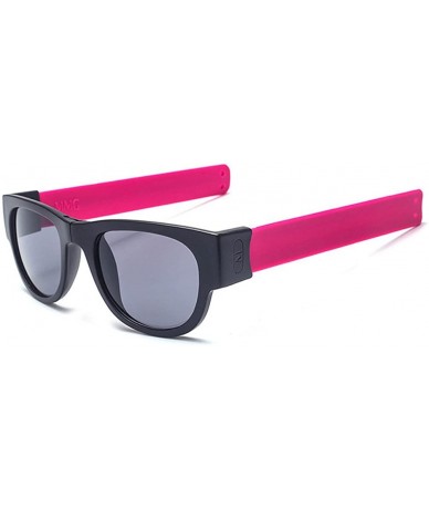 Oval Unisex Wrist Slapping Foldable Sunglasses Unique For The Active Lifestly Lens 52mm - Pink/Black - CP12LG0GHJH $20.71