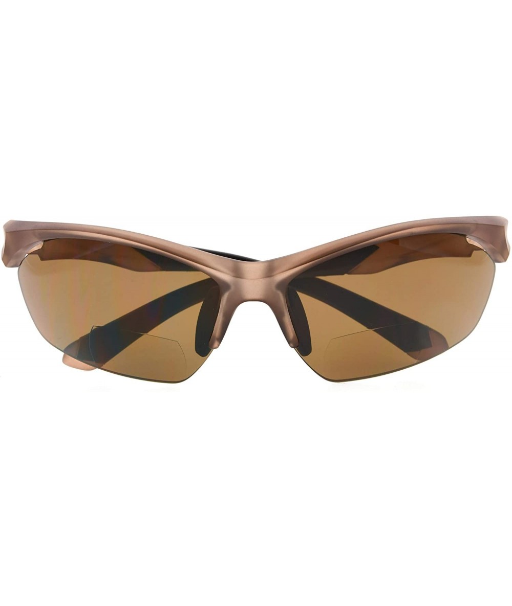 Rimless Retro Mens Womens Sports Half-Rimless Bifocal Sunglasses - Matte Brown - C8189X5QEAX $25.01