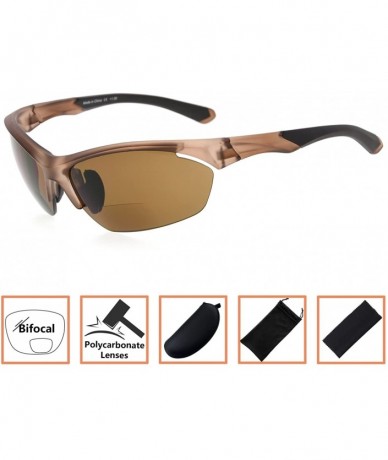 Rimless Retro Mens Womens Sports Half-Rimless Bifocal Sunglasses - Matte Brown - C8189X5QEAX $25.01