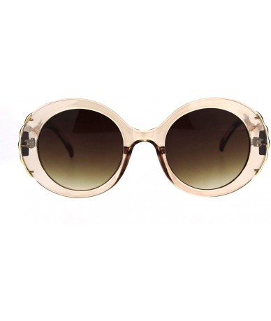 Oval Womens Retro Mod Thick Plastic Round Oval Plastic Sunglasses - Clear Beige Brown - C518K5A4G8T $19.24