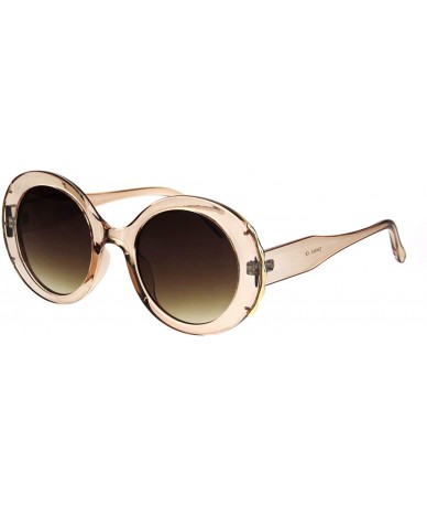 Oval Womens Retro Mod Thick Plastic Round Oval Plastic Sunglasses - Clear Beige Brown - C518K5A4G8T $19.24