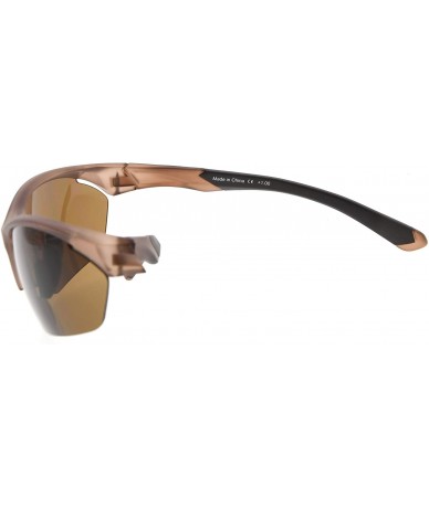 Rimless Retro Mens Womens Sports Half-Rimless Bifocal Sunglasses - Matte Brown - C8189X5QEAX $25.01