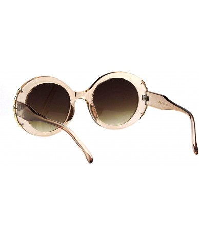 Oval Womens Retro Mod Thick Plastic Round Oval Plastic Sunglasses - Clear Beige Brown - C518K5A4G8T $19.24