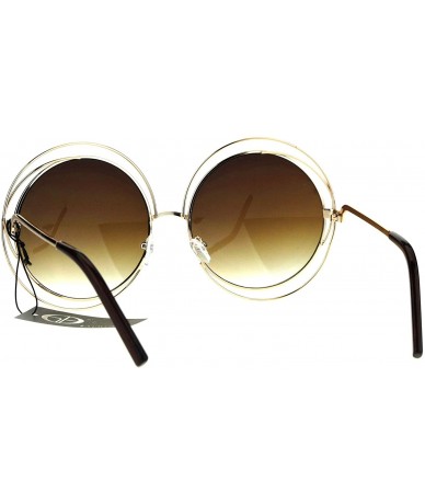 Oversized Womens Retro Oversize Scribble Mulit Rim Round Circle Lens Hippie Sunglasses - Gold Brown - CI17YEZ5DD9 $20.34