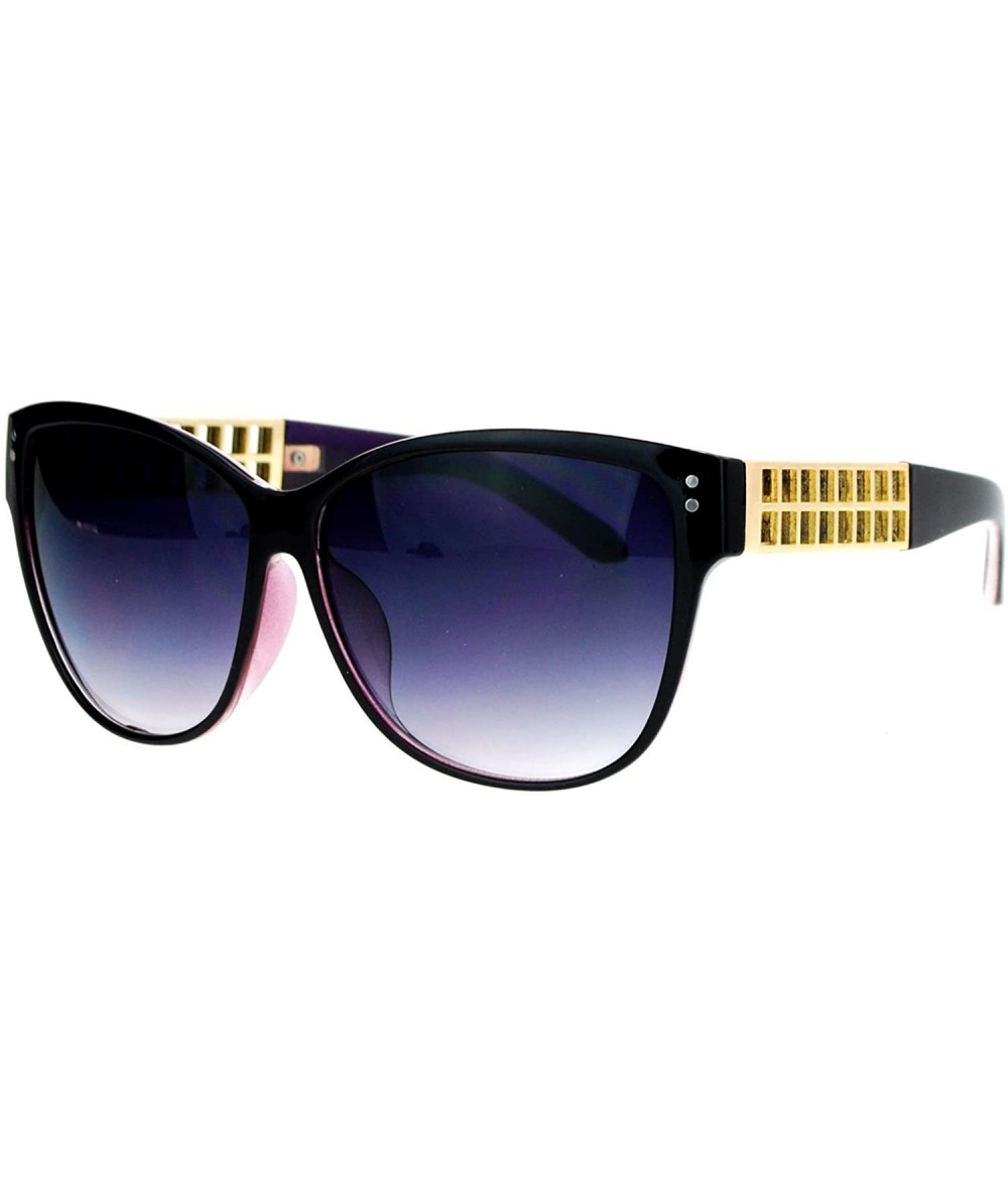 Square Womens Oversized Fashion Sunglasses Designer Style Square Frame - Black Purple (Smoke) - CS187DXYKOM $19.43