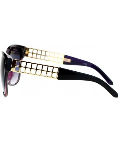 Square Womens Oversized Fashion Sunglasses Designer Style Square Frame - Black Purple (Smoke) - CS187DXYKOM $19.43