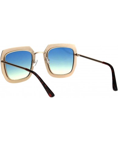 Butterfly Rhinestone Iced Thick Metal Oceanic Gradient Lens Designer Sunglasses - Gold Blue Yellow - C118I4GGDQO $27.31