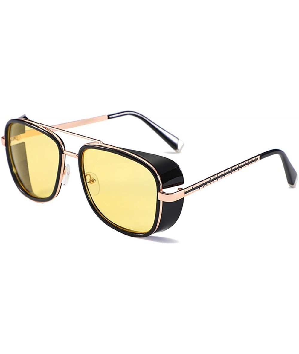 Square Mens Womens Sunglasses Tony Style Retro Side Shield Square Sunglasses - C4 - C818TKNDAWO $27.05