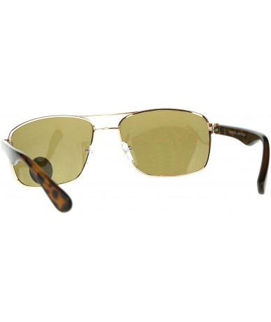 Rectangular Impact Resistance Glass Lens Sunglasses Mens Navigator Frame UV 400 - Gold (Brown) - CD18GO840ZH $20.22