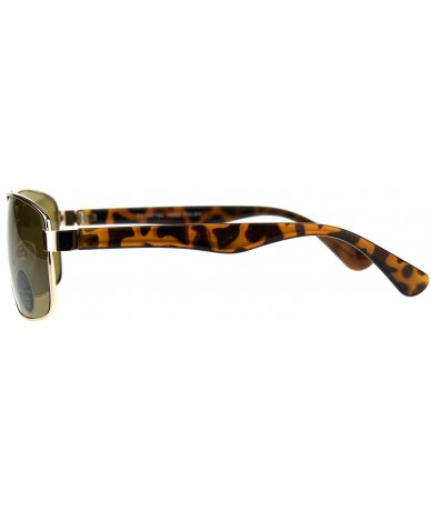 Rectangular Impact Resistance Glass Lens Sunglasses Mens Navigator Frame UV 400 - Gold (Brown) - CD18GO840ZH $20.22