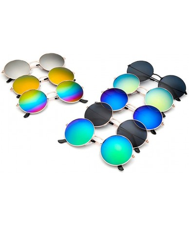 Round New Multi Mirror Sunglasses Women Unisex Men Round Sun Glasses UV400 Protection Female - Green - C117XSYE6Y7 $16.06