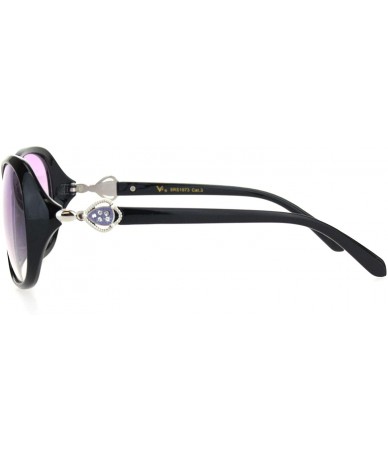 Oval Womens Rhinestone Brooch Jewel Hinge Butterfly Sunglasses - Black Purple Smoke - CA18OQUXIOG $24.24