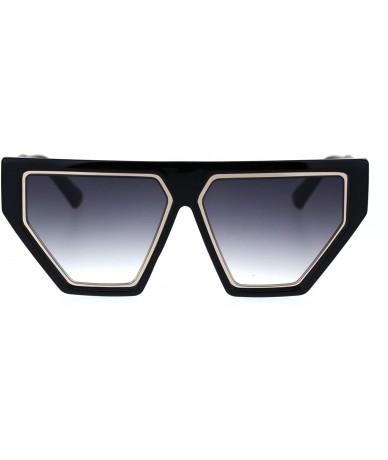 Cat Eye Womens Retro Flat Top Futuristic Mod Squared Cat Eye Sunglasses - Black Smoke - C418QYMDHHO $18.62