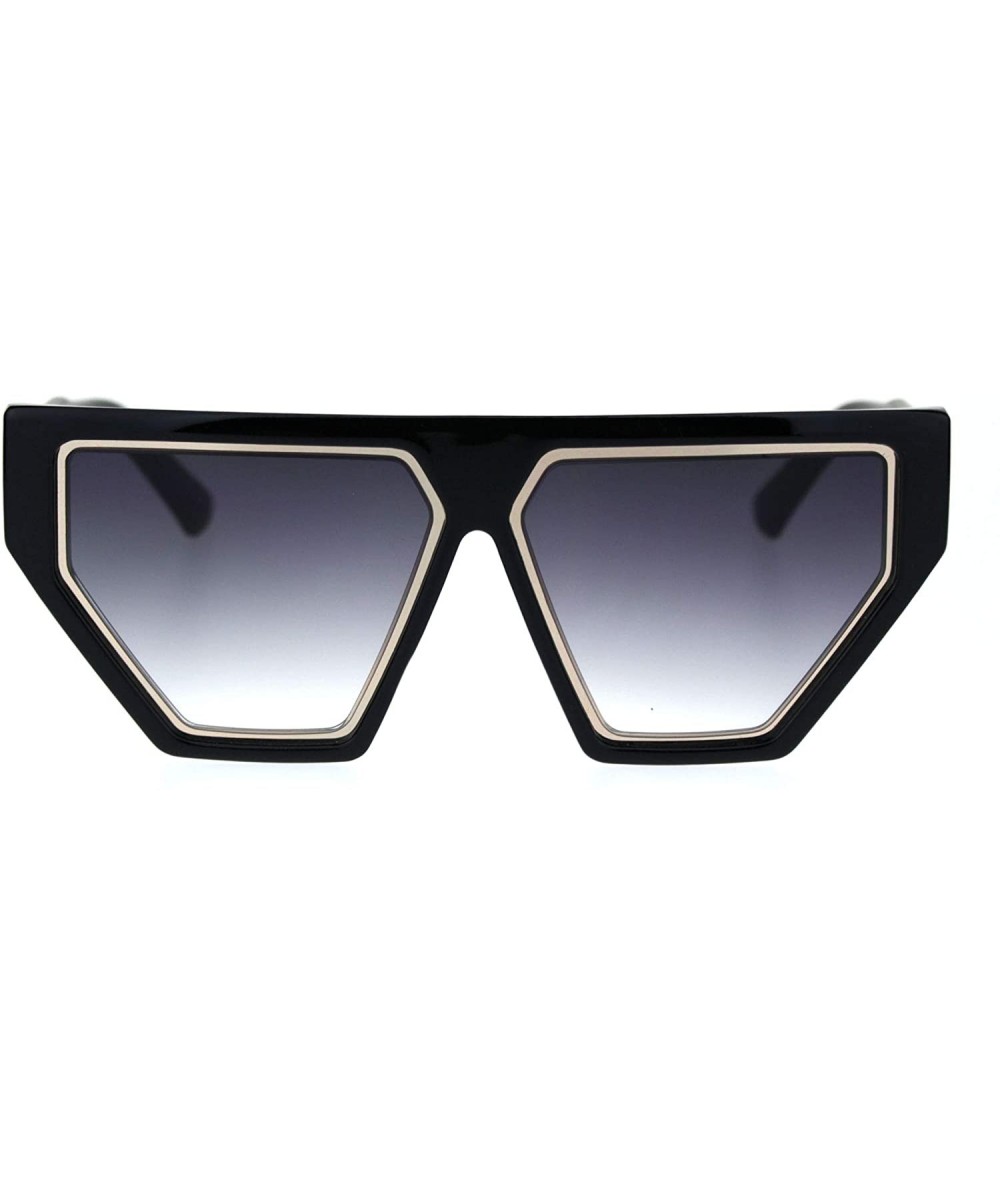 Cat Eye Womens Retro Flat Top Futuristic Mod Squared Cat Eye Sunglasses - Black Smoke - C418QYMDHHO $18.62