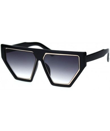 Cat Eye Womens Retro Flat Top Futuristic Mod Squared Cat Eye Sunglasses - Black Smoke - C418QYMDHHO $18.62