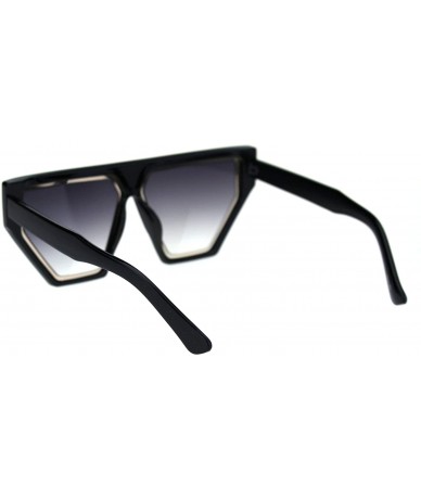 Cat Eye Womens Retro Flat Top Futuristic Mod Squared Cat Eye Sunglasses - Black Smoke - C418QYMDHHO $18.62