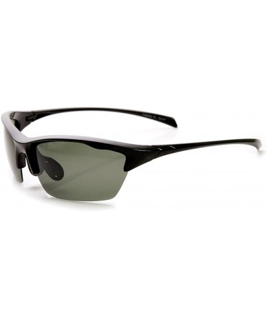 Semi-rimless Durable TR-90 Polarized Lens Semi-Rimless Extreme Sports Sunglasses - Black Smoke - CK11O5FBB9H $34.05