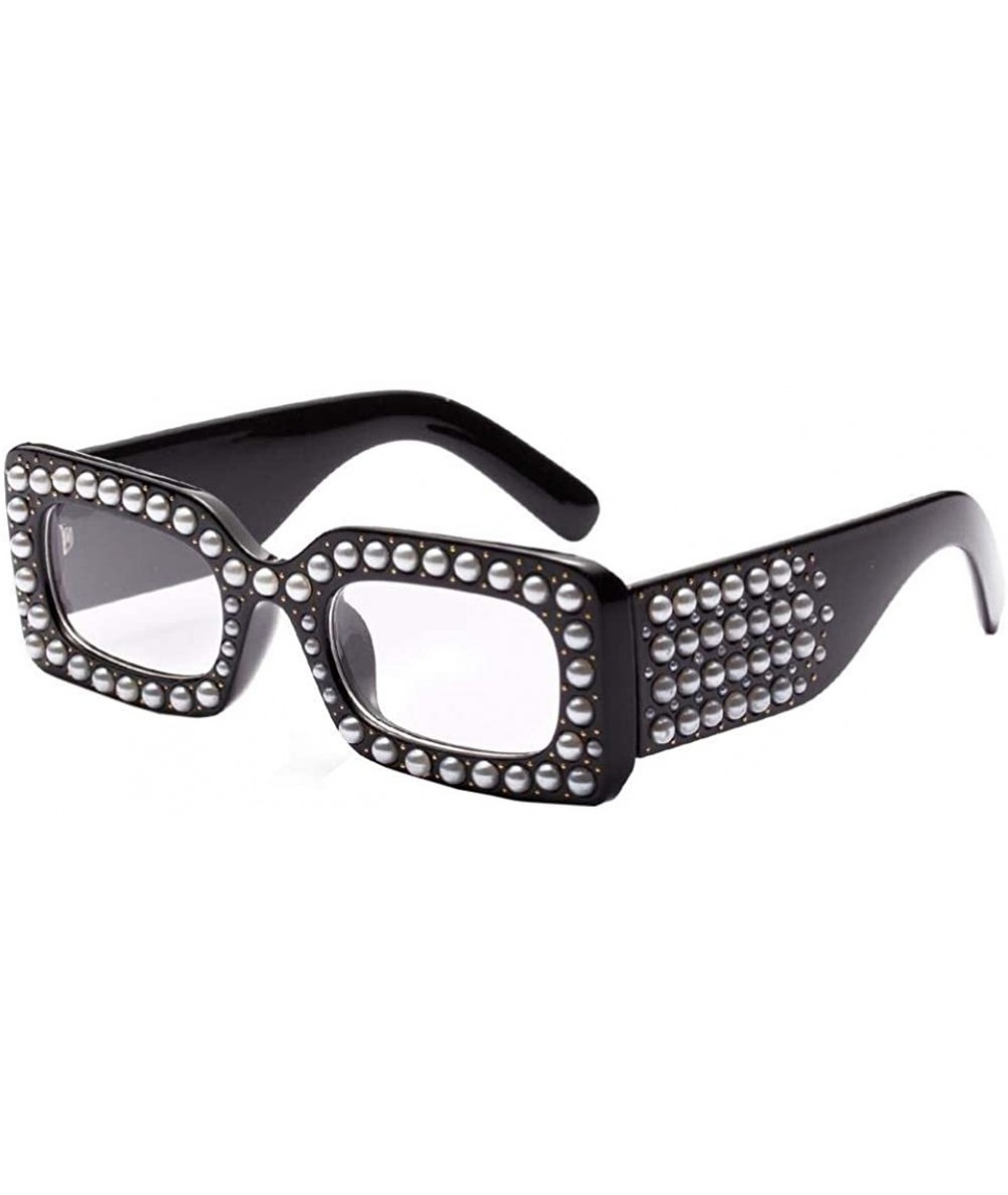 Oval Women Oversized Square Crystal Diamond Square Sunglasses - E - CD18D5OOXSY $23.24