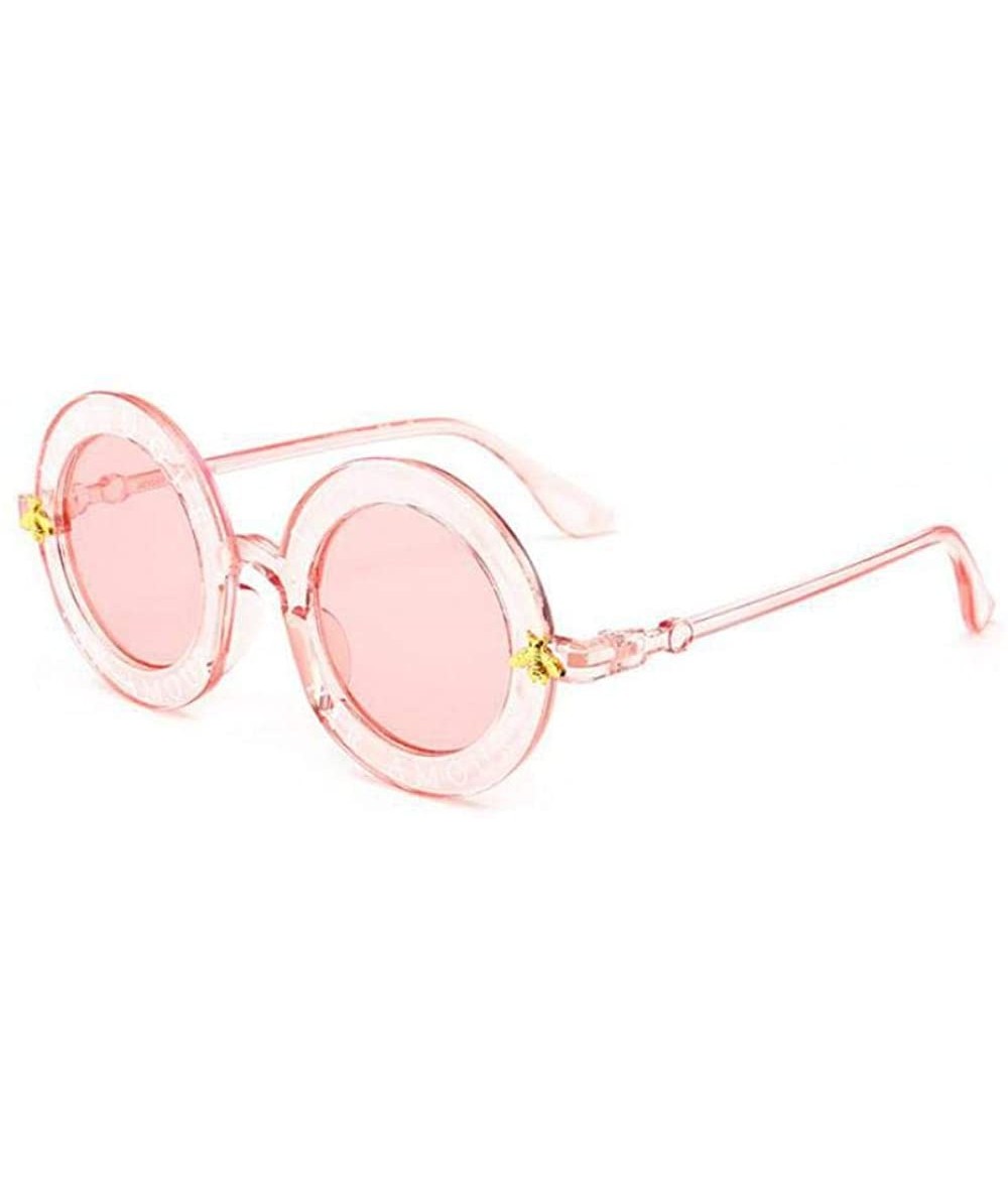 Aviator Retro Round Sunglasses English Letters Little Bee Sun Glasses Men Random Color - Pink Pink - C518XE99NSX $18.51