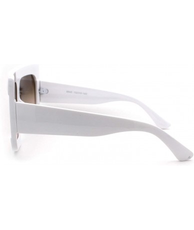 Rectangular Retro Thick Plastic Flat Top Robotic Shield Sunglasses - White Smoke - C318UTH0E94 $18.21