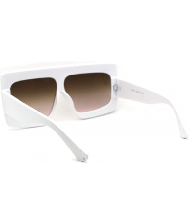 Rectangular Retro Thick Plastic Flat Top Robotic Shield Sunglasses - White Smoke - C318UTH0E94 $18.21