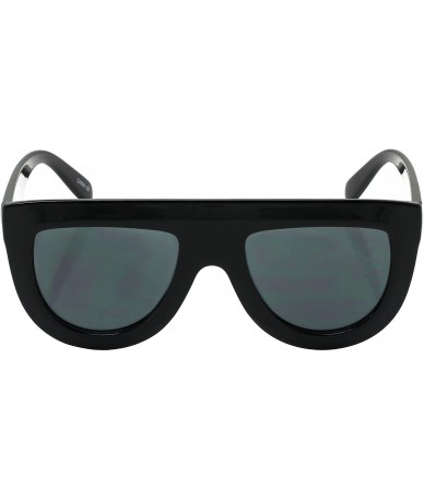 Oversized Flat Top TEARDROP Women Sunglasses Aviator Style Square Shades - All Black - CB17YXHY98X $18.16