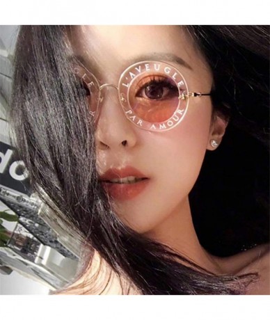 Aviator Retro Round Sunglasses English Letters Little Bee Sun Glasses Men Random Color - Pink Pink - C518XE99NSX $18.51