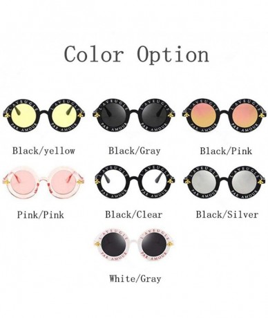 Aviator Retro Round Sunglasses English Letters Little Bee Sun Glasses Men Random Color - Pink Pink - C518XE99NSX $18.51