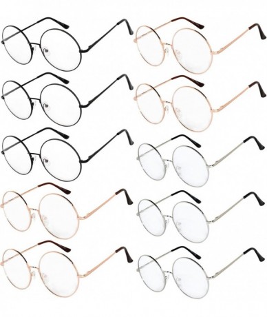 Round 10 Pack Round Retro Vintage Circle Style Sunglasses Colored Small Metal Frame - 56_clear_mix_10p - CJ188W3CRX9 $34.08