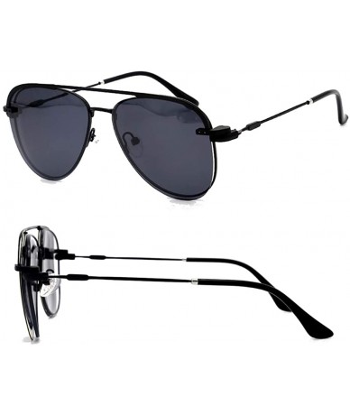 Goggle Magnetic Polarized Clip On Aviator Sunglasses Metal for Prescription Glasses DC3039 - Black/Black - C61927QG5DA $33.05