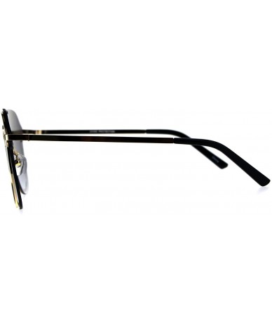 Oversized Mens Oversize Rimless Metal Trim Shield Racer Sunglasses - Gold Smoke - CV18CGN63TK $25.61