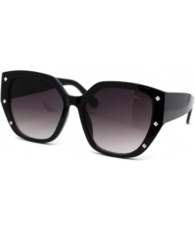 Butterfly Womens Pyramid Stud Geometric Butterfly Sunglasses - Black Silver Smoke - CH18YW6IRTE $19.94