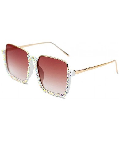 Square new manual point drill transparent sunglasses large box square ladies brand designer sunglasses - C1 - CG192EURZD0 $26.12