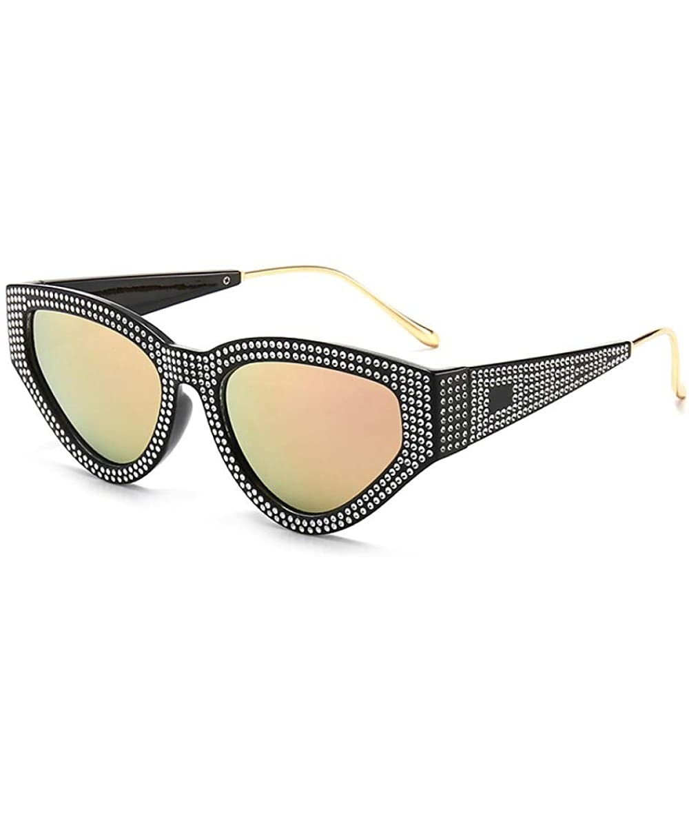 Cat Eye Exaggerated personality sunglasses and cat-eye sunglasses with diamonds - Black Frame Powder Mercury - CB1999KCUHH $4...