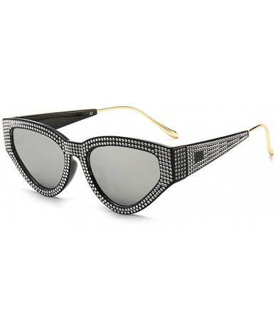 Cat Eye Exaggerated personality sunglasses and cat-eye sunglasses with diamonds - Black Frame Powder Mercury - CB1999KCUHH $4...