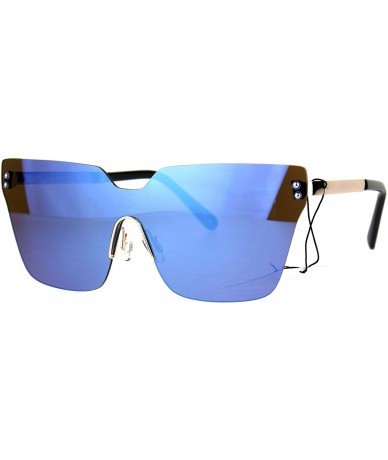 Rimless Rimless Square Frame Sunglasses Womens Designer Style Shades UV 400 - Gold (Blue Mirror) - CA1880LOOW2 $19.47