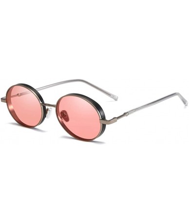 Round Unisex Sunglasses Retro Black Drive Holiday Round Non-Polarized UV400 - Pink - CQ18R82RIN8 $20.53