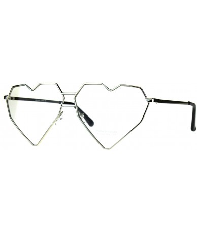 Oversized Womens Clear Lens Fashion Glasses Oversized Angled Heart Shape Eyeglasses - Silver - CB180TMAG2D $19.94