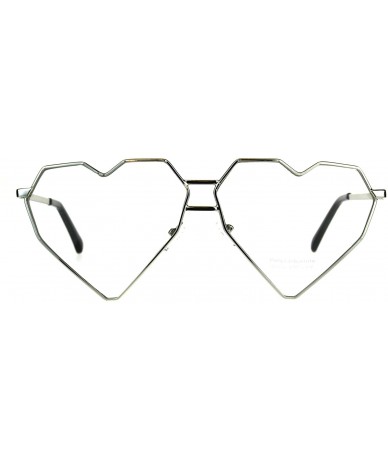 Oversized Womens Clear Lens Fashion Glasses Oversized Angled Heart Shape Eyeglasses - Silver - CB180TMAG2D $19.94